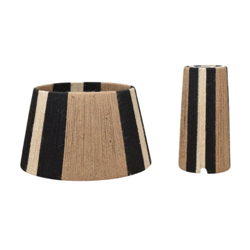 Opjet Paris Tafellamp Subtile van jute met een strepen patroon in de kleuren zwart, naturel en wit