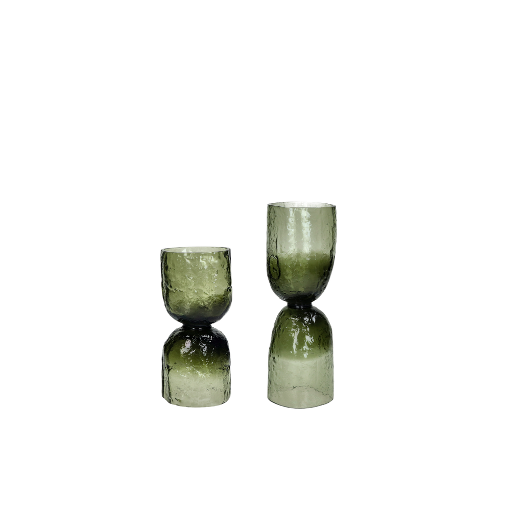 Diabolo glazen vaas / windlicht groen