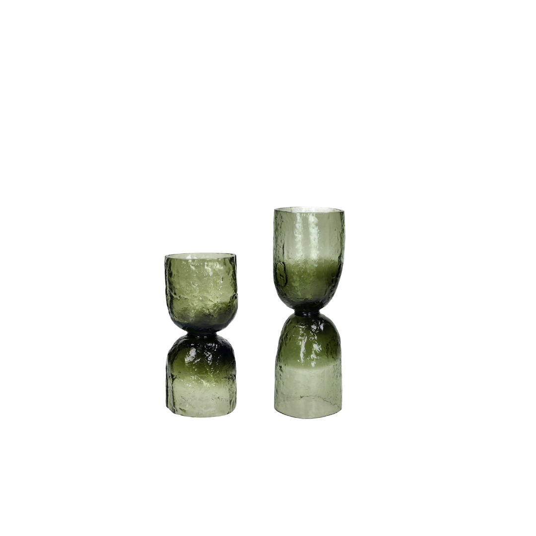 Diabolo glazen vaas / windlicht groen