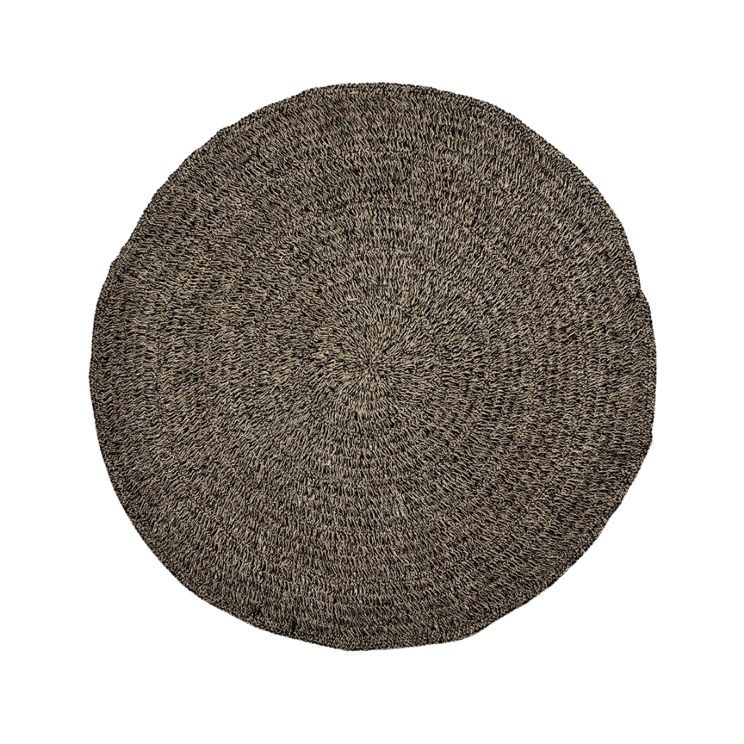 ROND TAPIJT | ZEEGRAS | NATUREL | ZWART