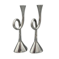 Vintage aluminium spiraal kandelaar - set van 2