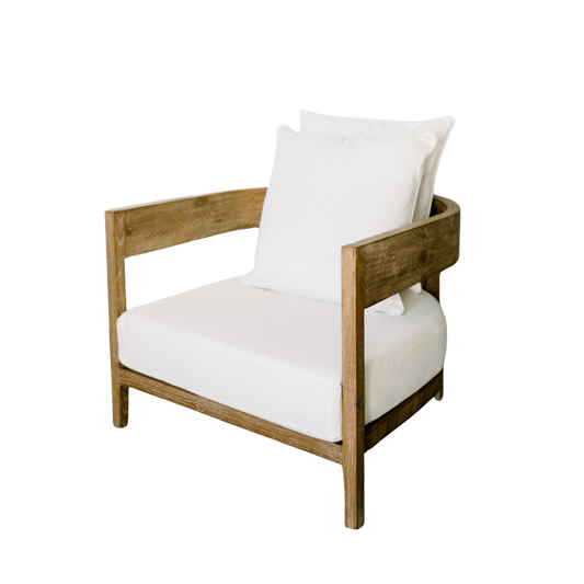 Leeff Fauteuil Juul Wit | Eiken houten stoel met canvas bekleding