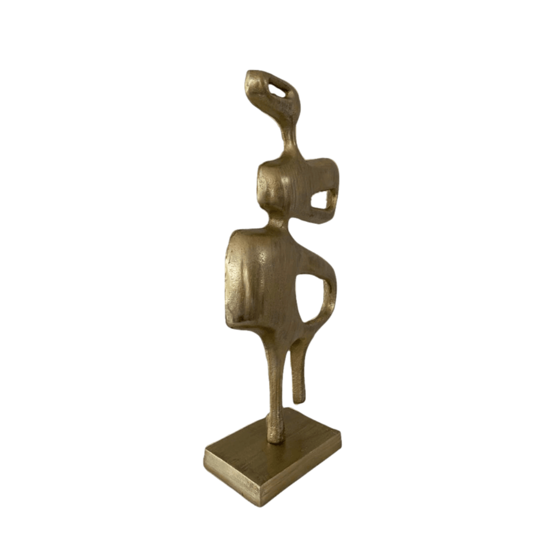 Metalen sculptuur. Modern goudkleurig, organisch gevormd sculpture ornament. Afmetingen: L19,5cm x B8,5cm x H39,5cm