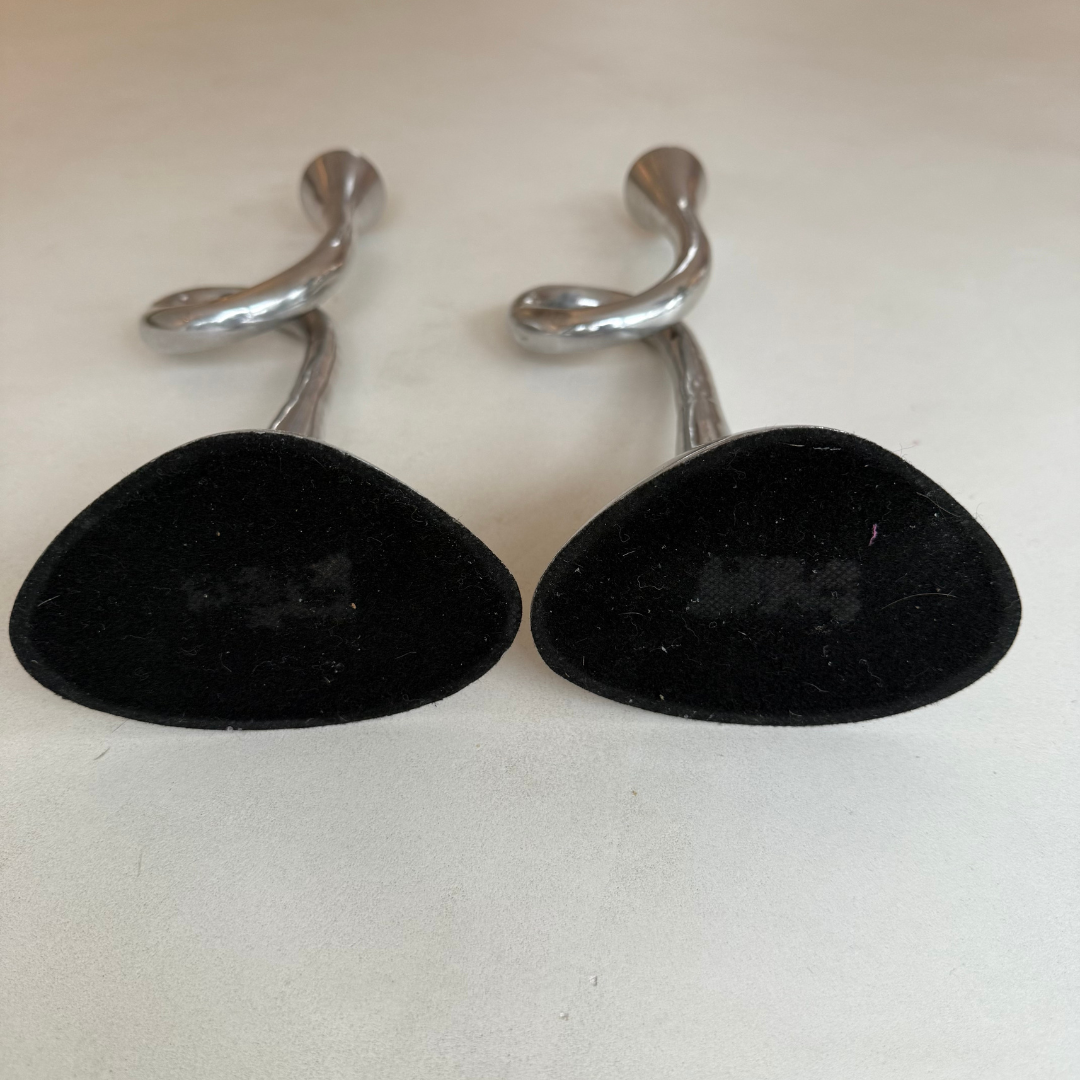SPIRAAL KAARSHOUDER | SET VAN 2 | ALUMINIUM | ZILVER | VINTAGE