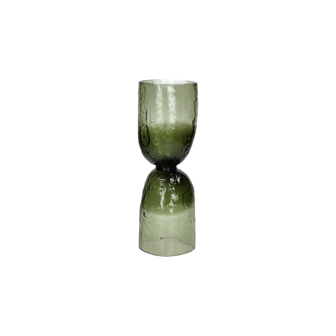Diabolo glazen vaas / windlicht groen