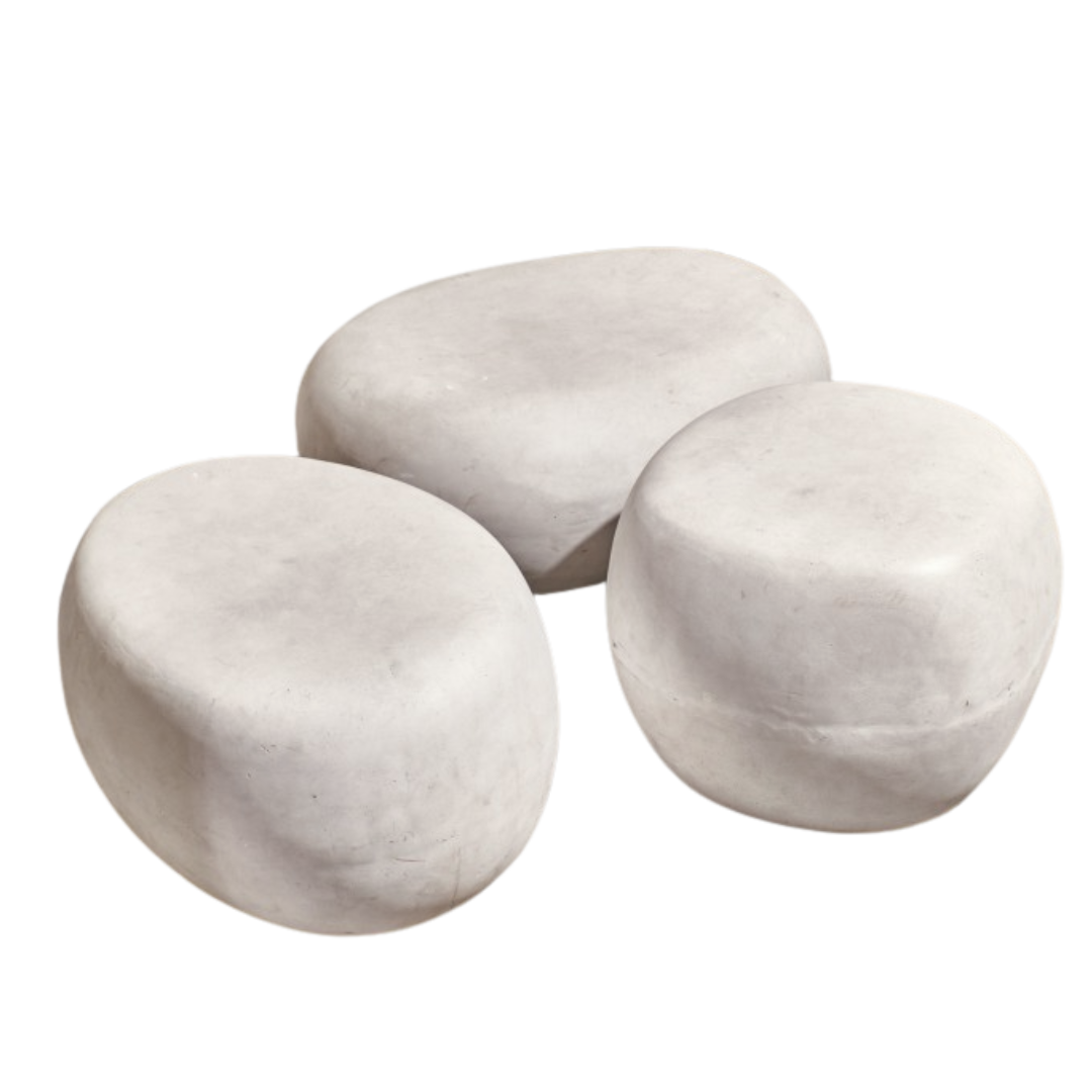 PEBBLE BIJZETTAFEL | FIBER KLEI | BETONLOOK | WIT