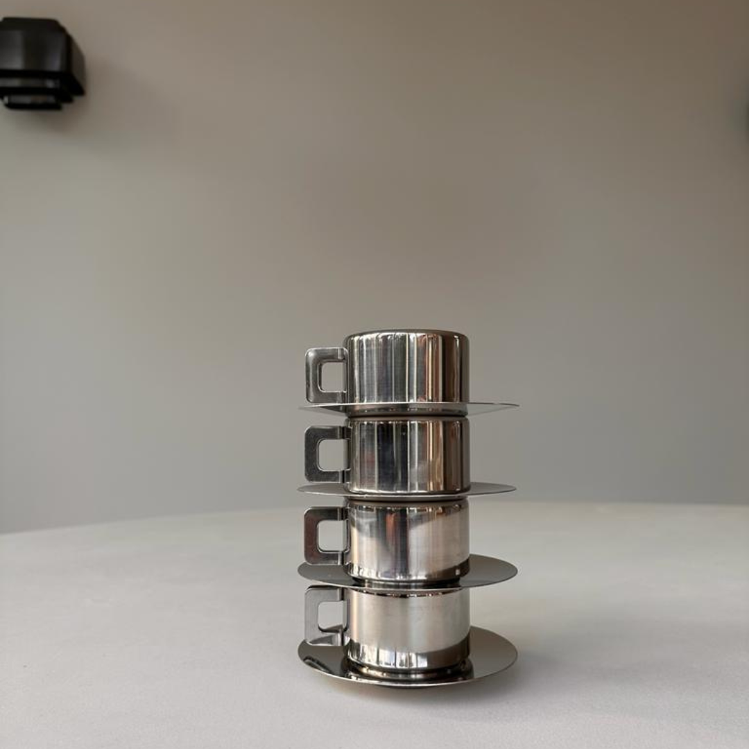 Roestvrijstalen Geïsoleerde Koffiemok Set - Dubbelwandig, Incl. Lepel En Schotel - Moderne Keukenaccessoires