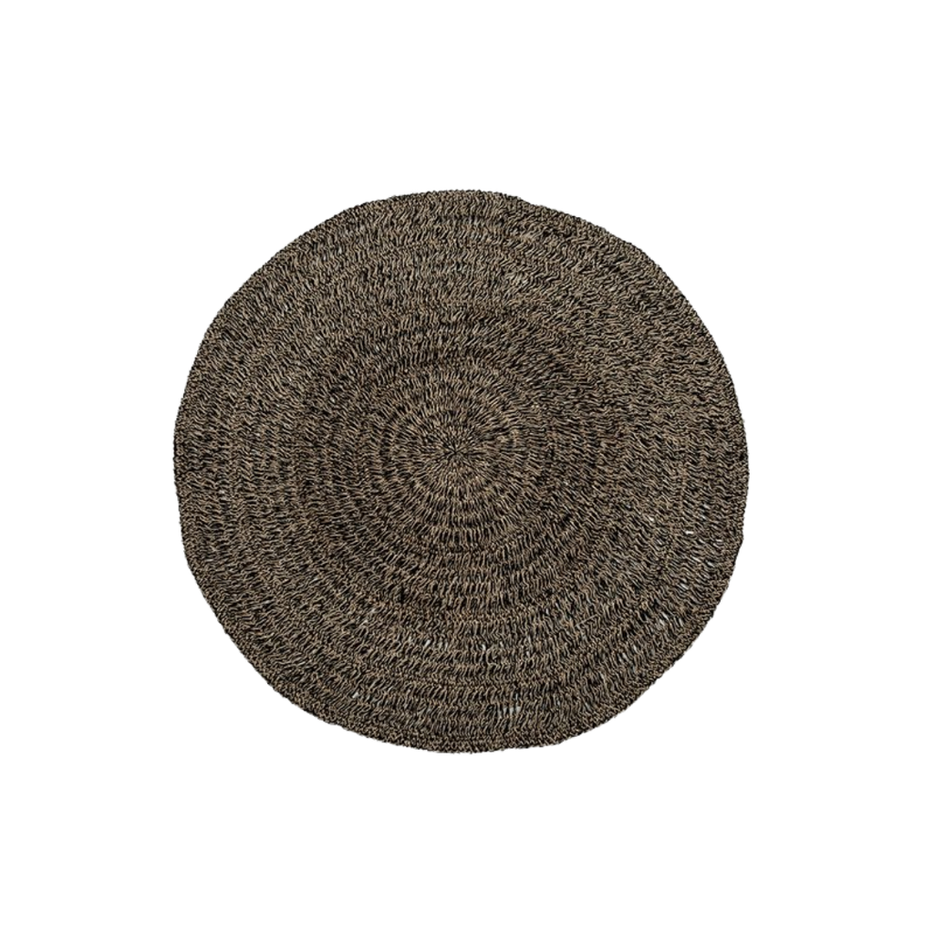 ROND TAPIJT | ZEEGRAS | NATUREL | ZWART
