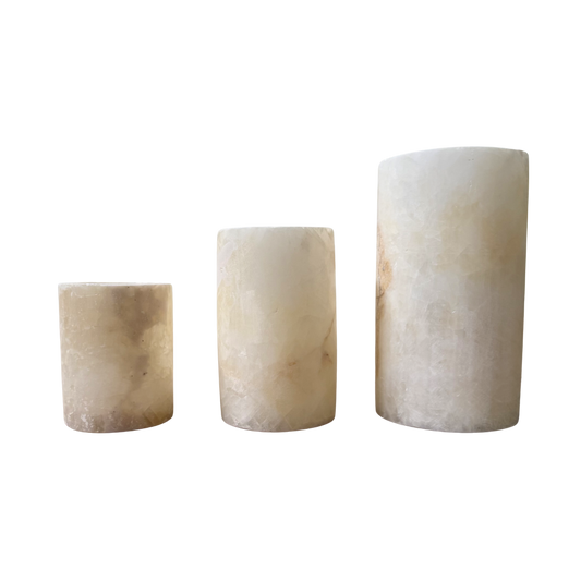 Alabaster Cilinder waxinelichthouders, strak en modern design