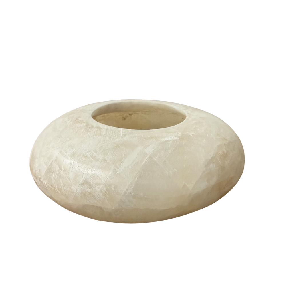 Alabaster Pebble waxinelichthouder wit maat M