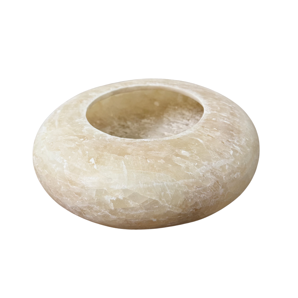 Alabaster Pebble waxinelichthouder wit maat L