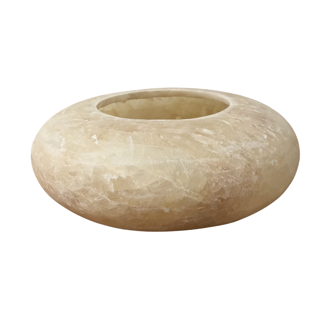 Alabaster Pebble waxinelichthouder wit maat XL