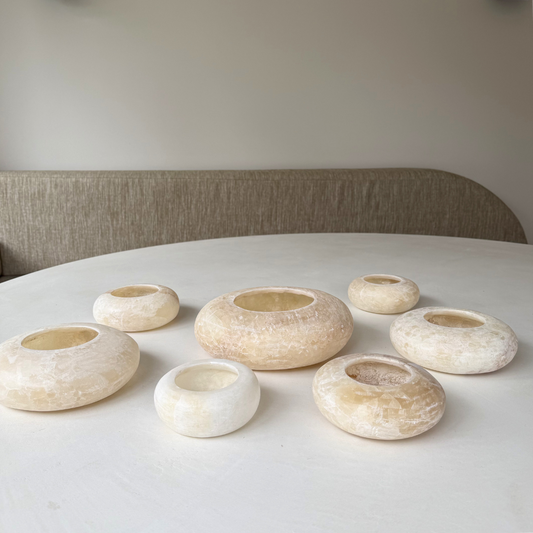 Organische ronde alabasters voor kaarslicht en interieurdecoratie