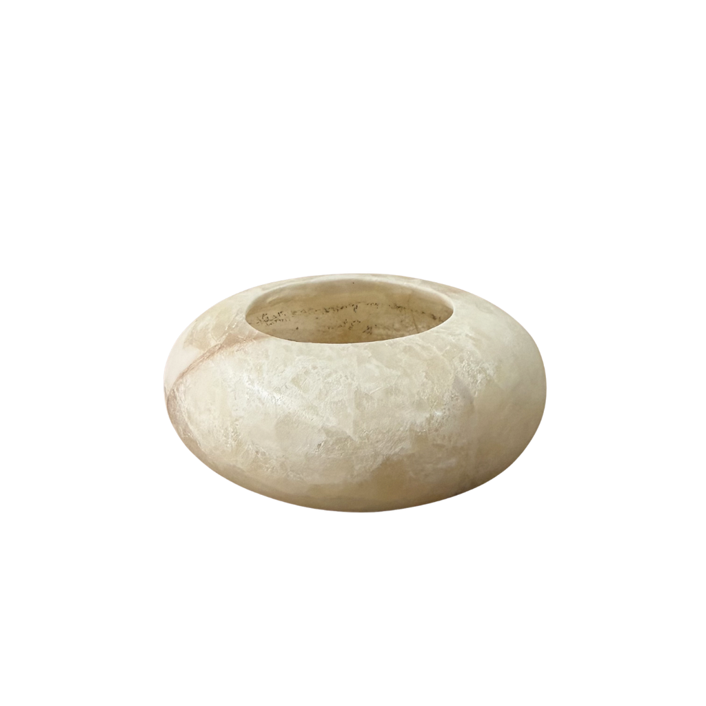 Alabaster Pebble waxinelichthouder wit maat S