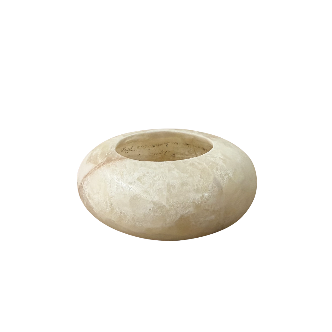 Alabaster Pebble waxinelichthouder wit maat S