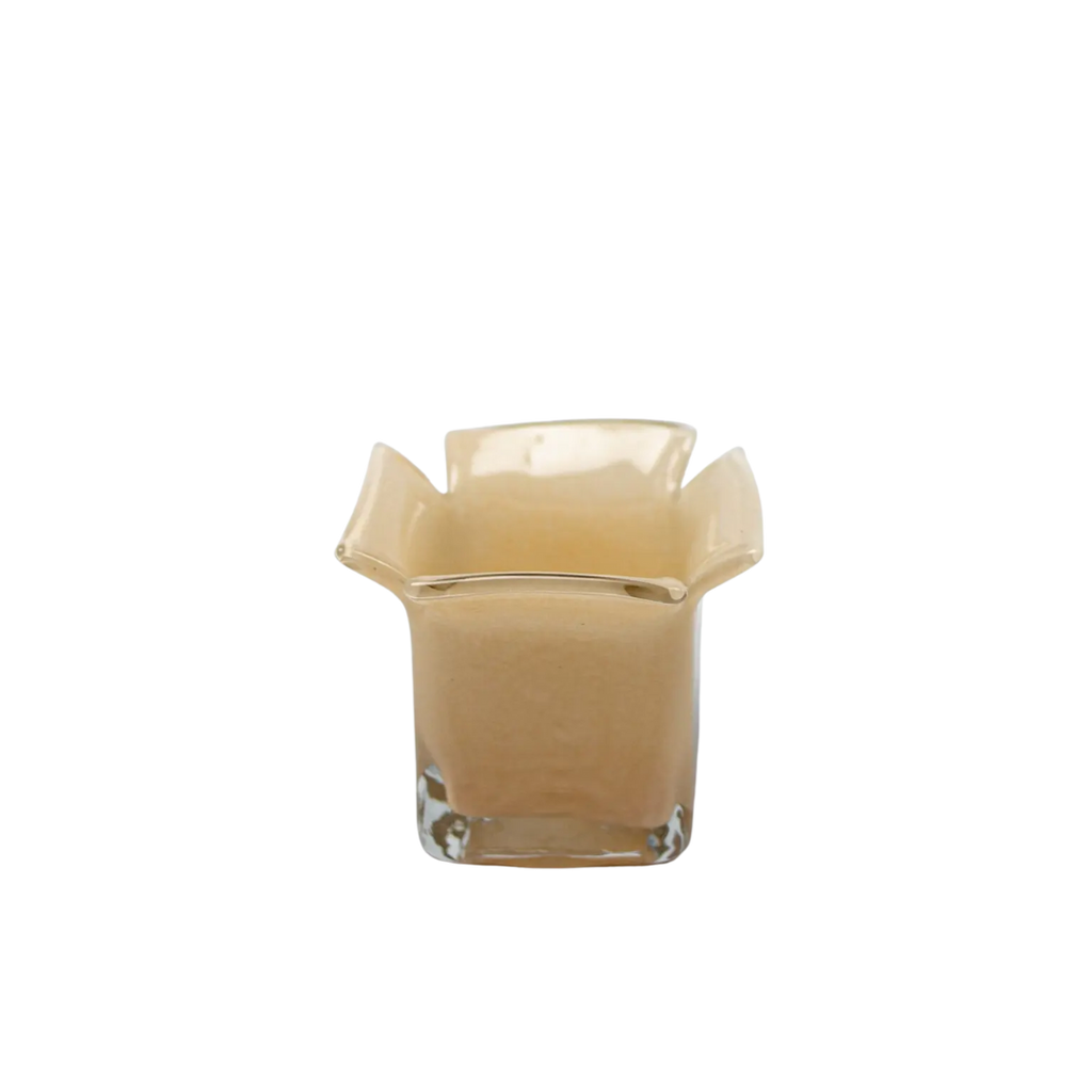 Atlas kaarshouder van mondgeblazen glas in de kleur vanille - perfect als cadeau