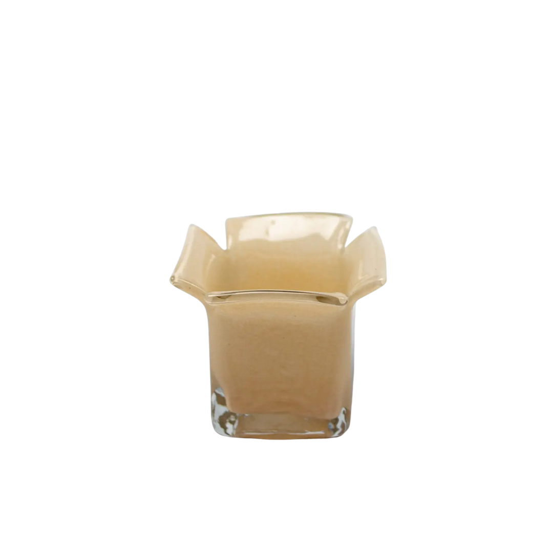 Atlas kaarshouder van mondgeblazen glas in de kleur vanille - perfect als cadeau