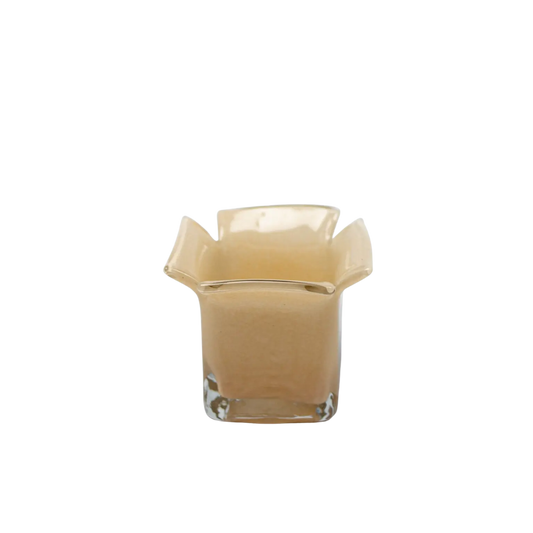 Atlas kaarshouder van mondgeblazen glas in de kleur vanille - perfect als cadeau