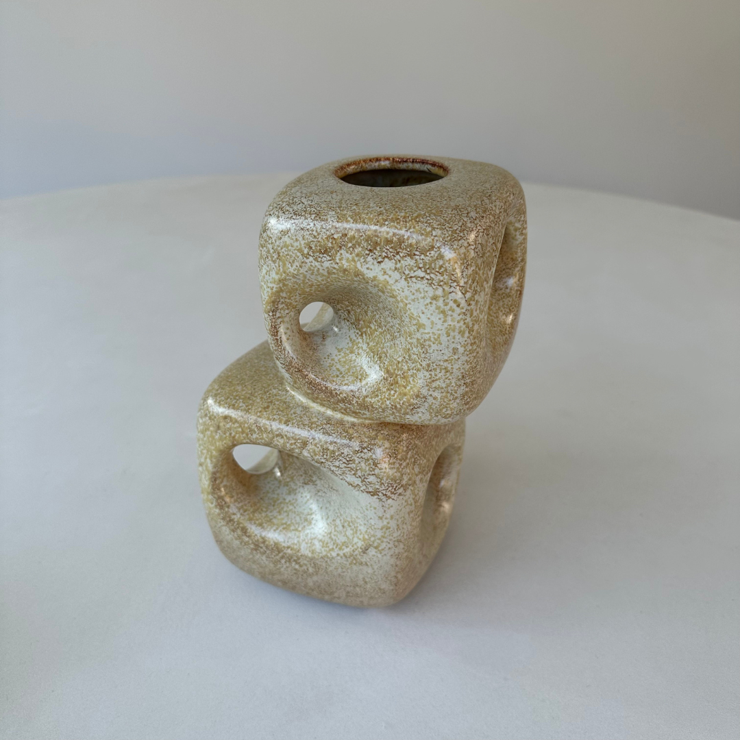 Mid-century moderne keramische vaas uit Italië ontworpen door Roberto Rigon voor Bertoncello