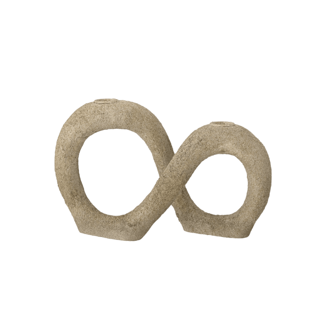 Bloomingville Dacian Kandelaar van polyresin - Gedraaide zandkleurige  kandelaar voor 2 kaarsen 