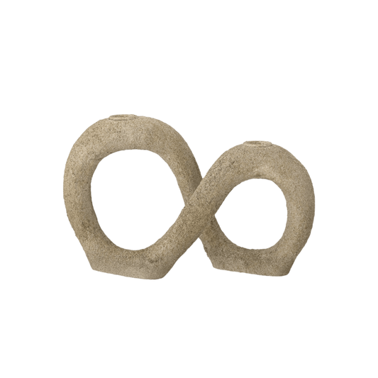 Bloomingville Dacian Kandelaar van polyresin - Gedraaide zandkleurige  kandelaar voor 2 kaarsen 