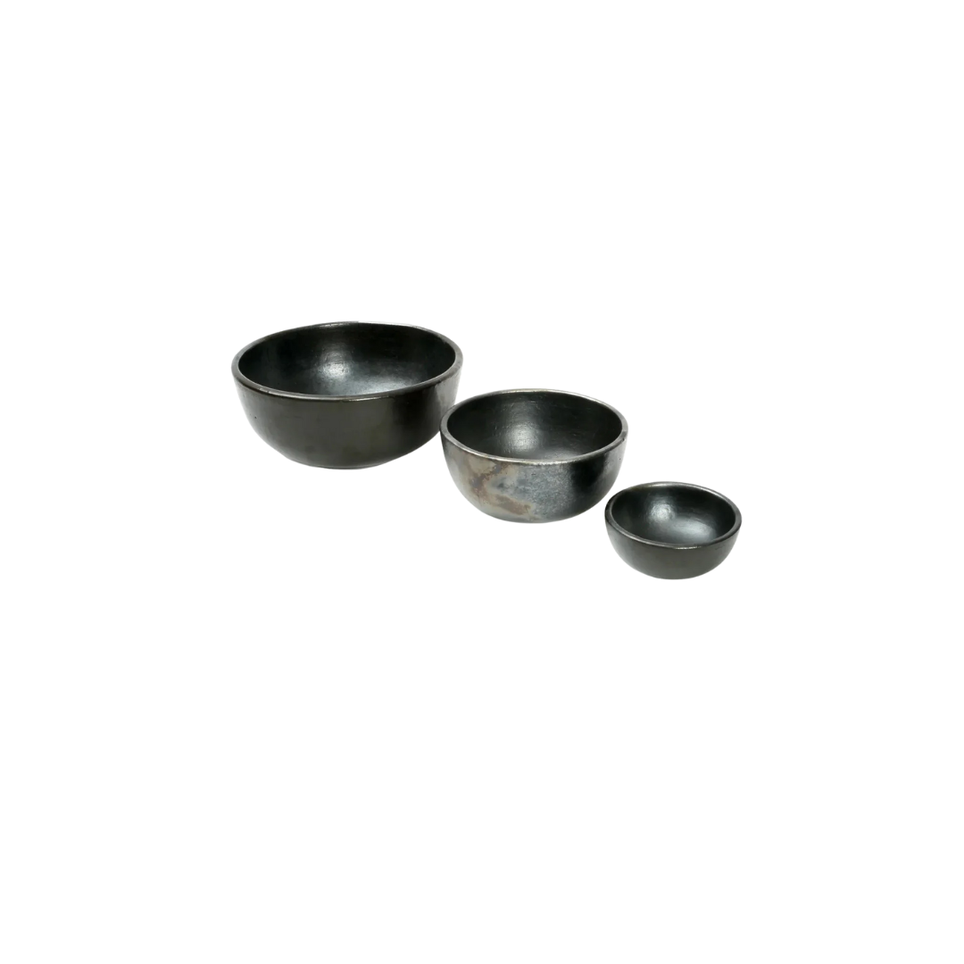 Set van 3 Burned kommen - handgemaakt terracotta - in de maten small, medium en large