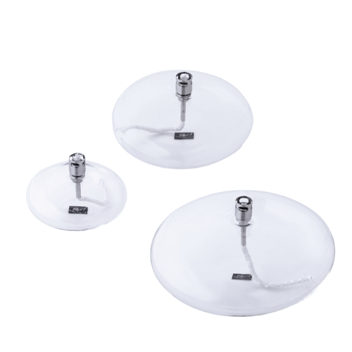 Disc Olielampen - sfeervolle ovaal vormige transparant glazen olielampen in 3 verschillende formaten van Peri Living