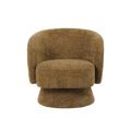 Draaibare fauteuil met een zachte bekleding van chenille in een kaki kleur, vooraanzicht