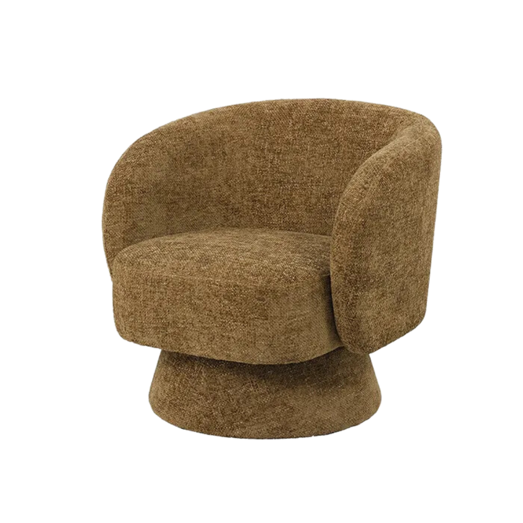 Draaibare fauteuil van Opjet Paris  bekleedt met de zachte stof chenille  diagonaal 