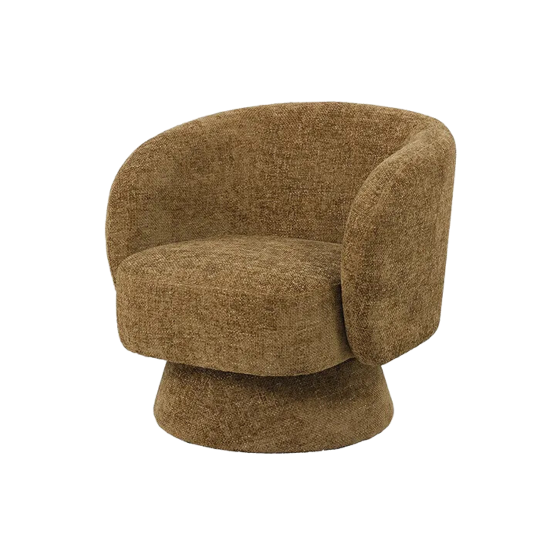 Draaibare fauteuil van Opjet Paris  bekleedt met de zachte stof chenille  diagonaal 