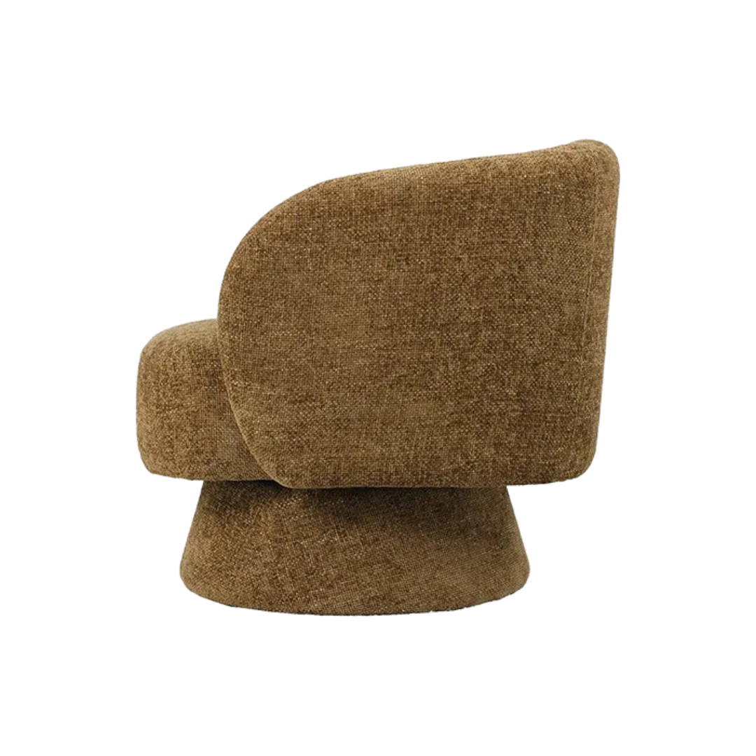 Zijaanzicht van de draaibare fauteuil chenille van Opjet Paris