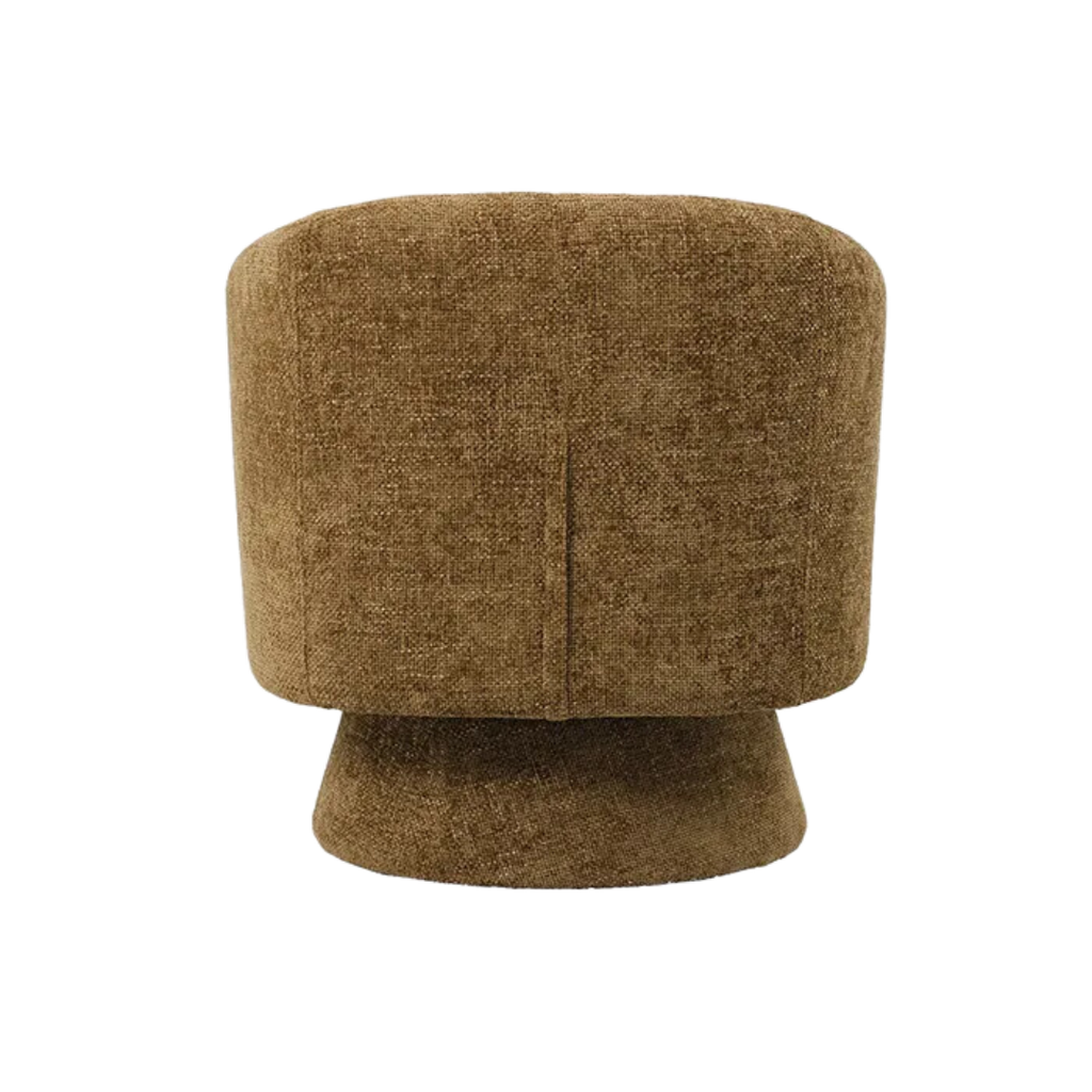 Achteraanzicht van de draaibare fauteuil chenille van Opjet Paris
