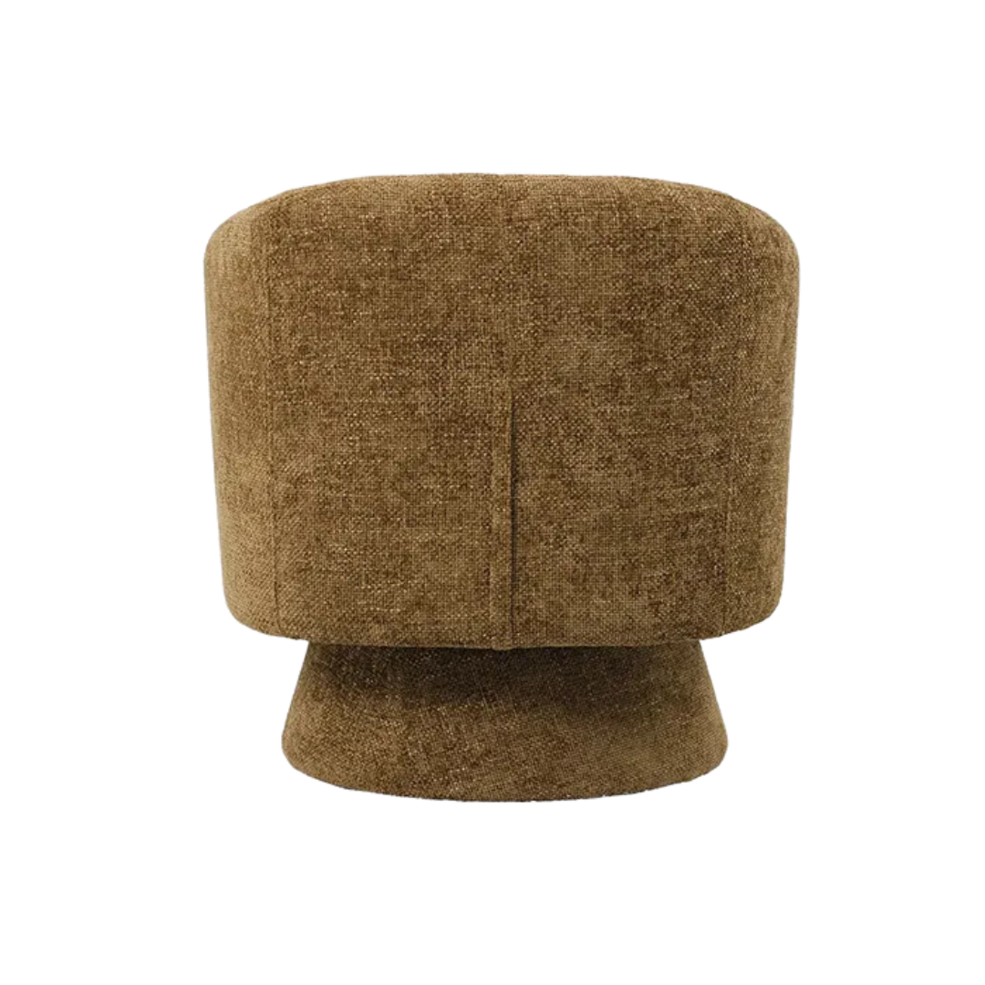 Achteraanzicht van de draaibare fauteuil chenille van Opjet Paris