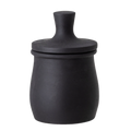 Bloomingville Eike pot met deksel van zwart gelakt mango hout met transparante achtergrond