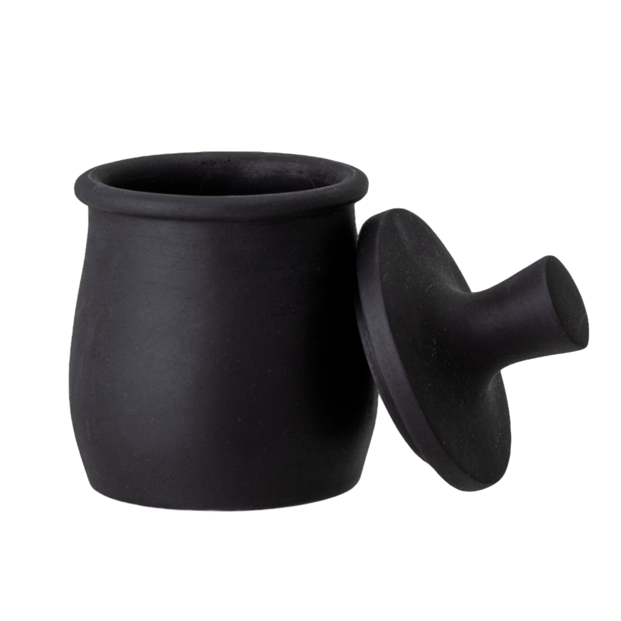 Bloomingville Eike pot met losse deksel van zwart gelakt mango hout op een transparante achtergrond