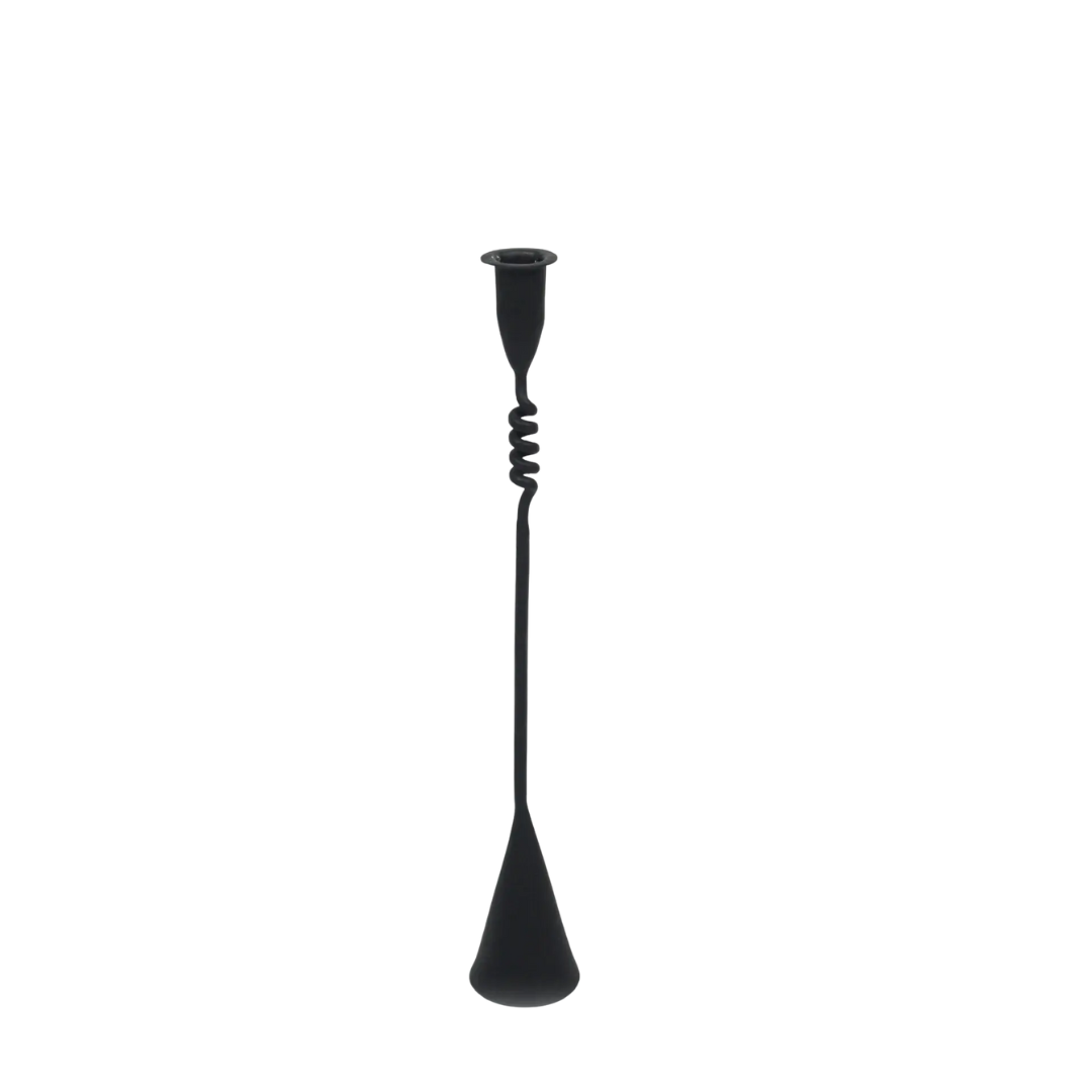 Eskil kandelaar van Olsson & Jensen – elegant zwart metalen design met gedraaide vorm