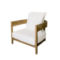 Leeff Fauteuil Juul Eiken houten stoel met witte canvas bekleding