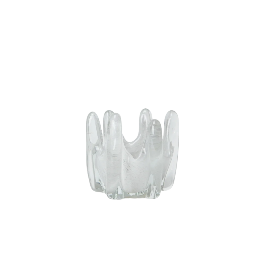 Helix mondgeblazen glazen kaarshouder in licht grijs medium formaat van het merk Olsson & Jensen