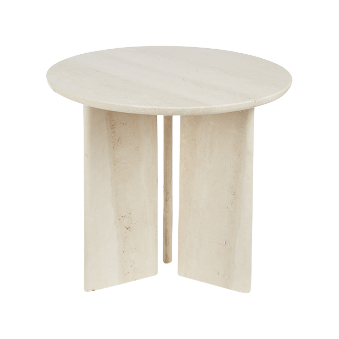 Bijzettafel Jade van travertin marmer met natuurlijke beige tinten