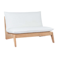 Bazar Bizar Lazy Tweezitter van massief teak hout met zachte, neutrale, witte kussens
