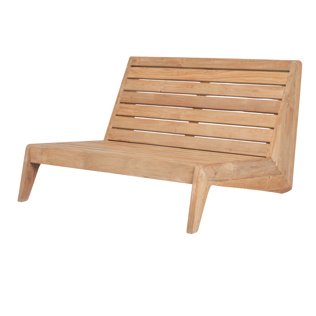 Stijlvolle en comfortabele tweezitter van teak hout, geschikt voor buiten