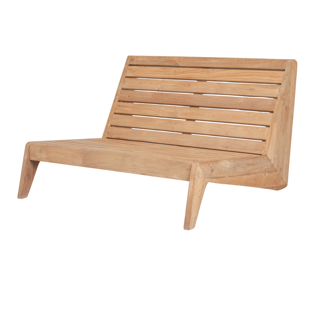 Stijlvolle en comfortabele tweezitter van teak hout, geschikt voor buiten
