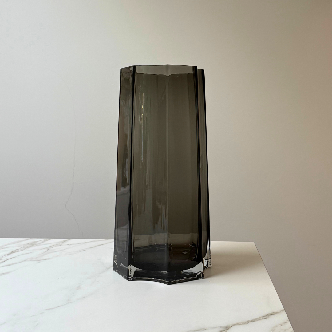 Chique vaas van Element Accessories van 40 cm hoog - dik transparant grijs glas