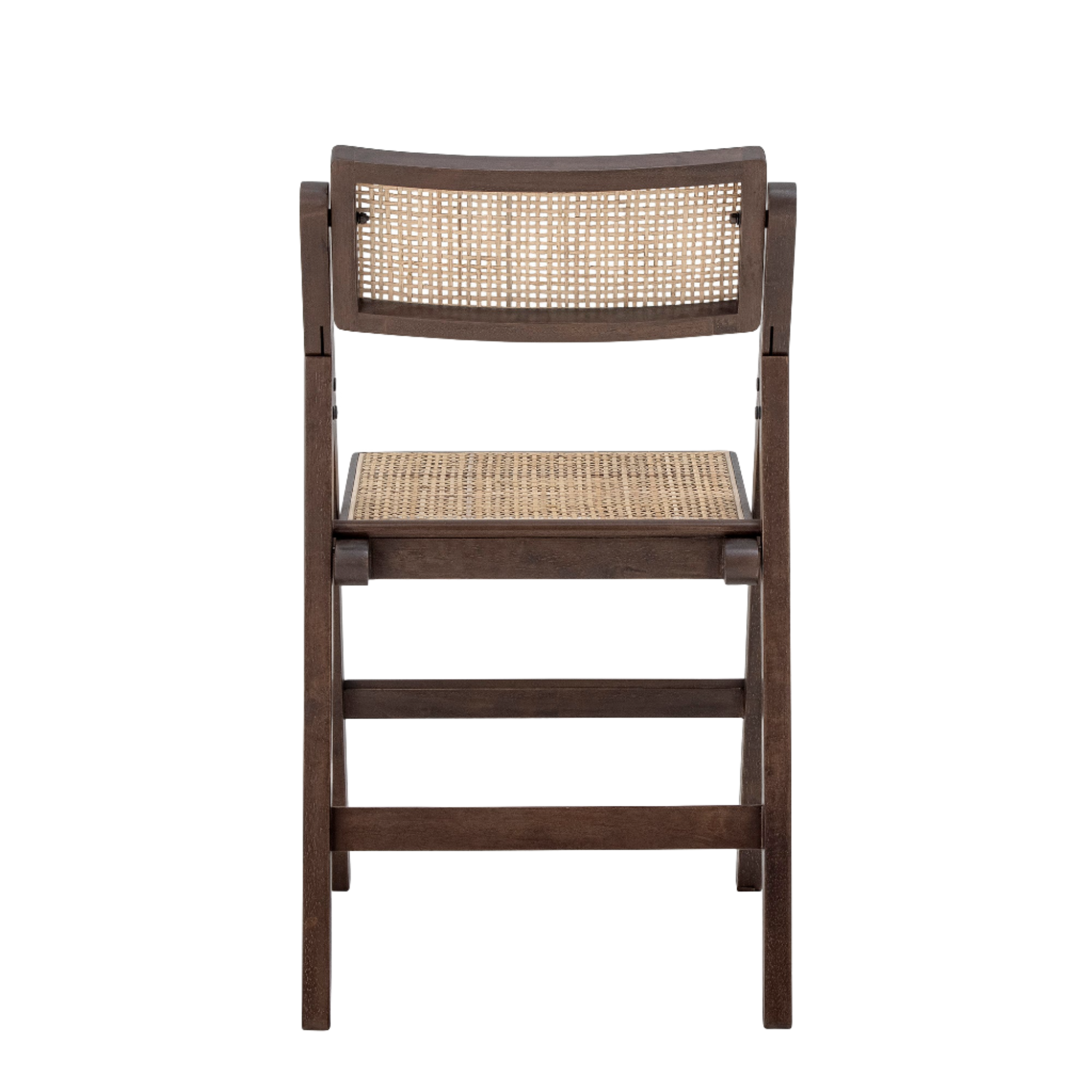 Achterkant van de inklapbare Bloomingville Loupe Eetkamerstoel bruin rubberhout