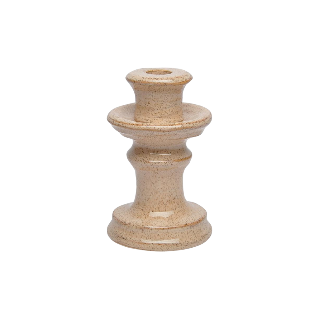 Decoratieve kaarsenhouder van keramiek in een warme beige tint