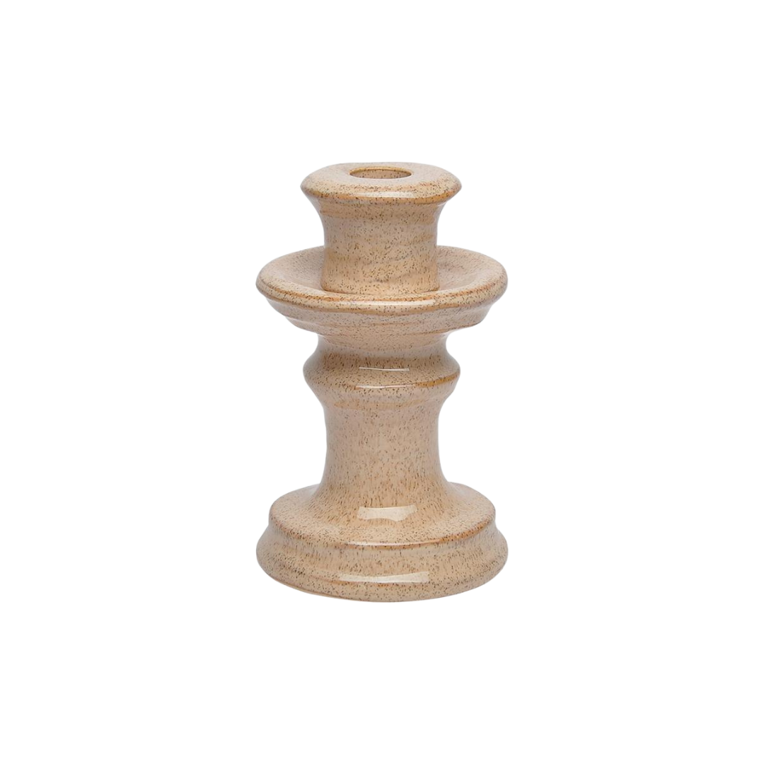 Decoratieve kaarsenhouder van keramiek in een warme beige tint