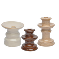 Set van 3 aardewerk kandelaren in prachtige natuurlijke tinten; bruin, zand en crème wit
