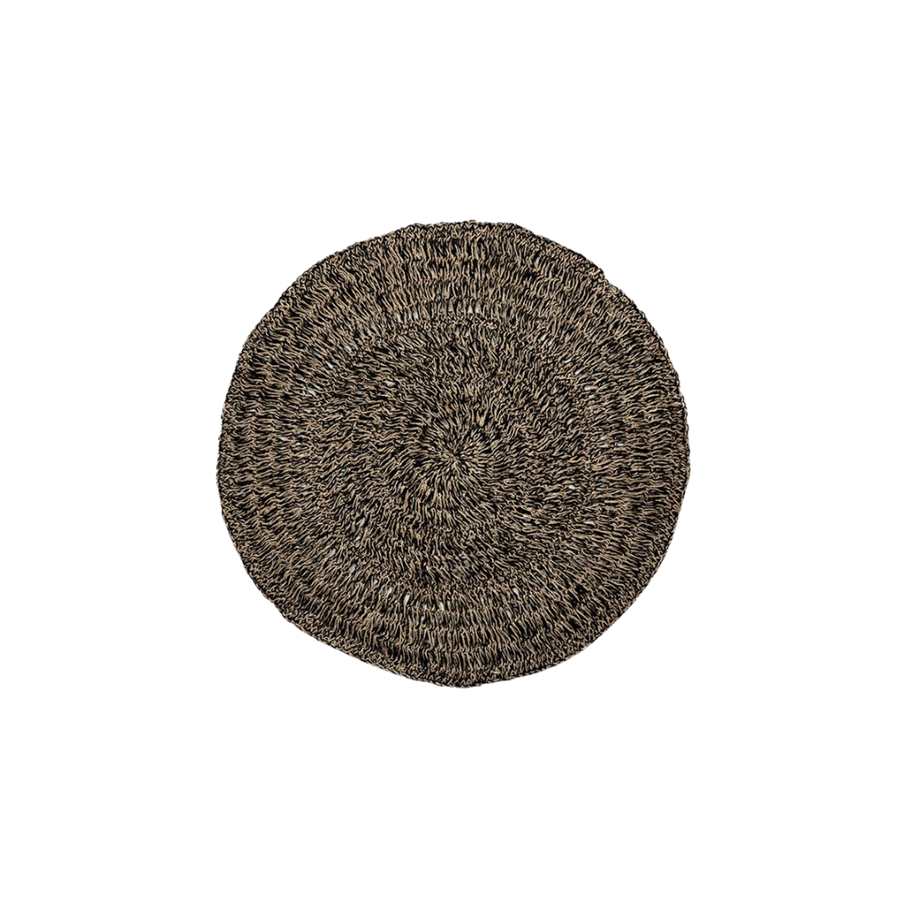 ROND TAPIJT | ZEEGRAS | NATUREL | ZWART