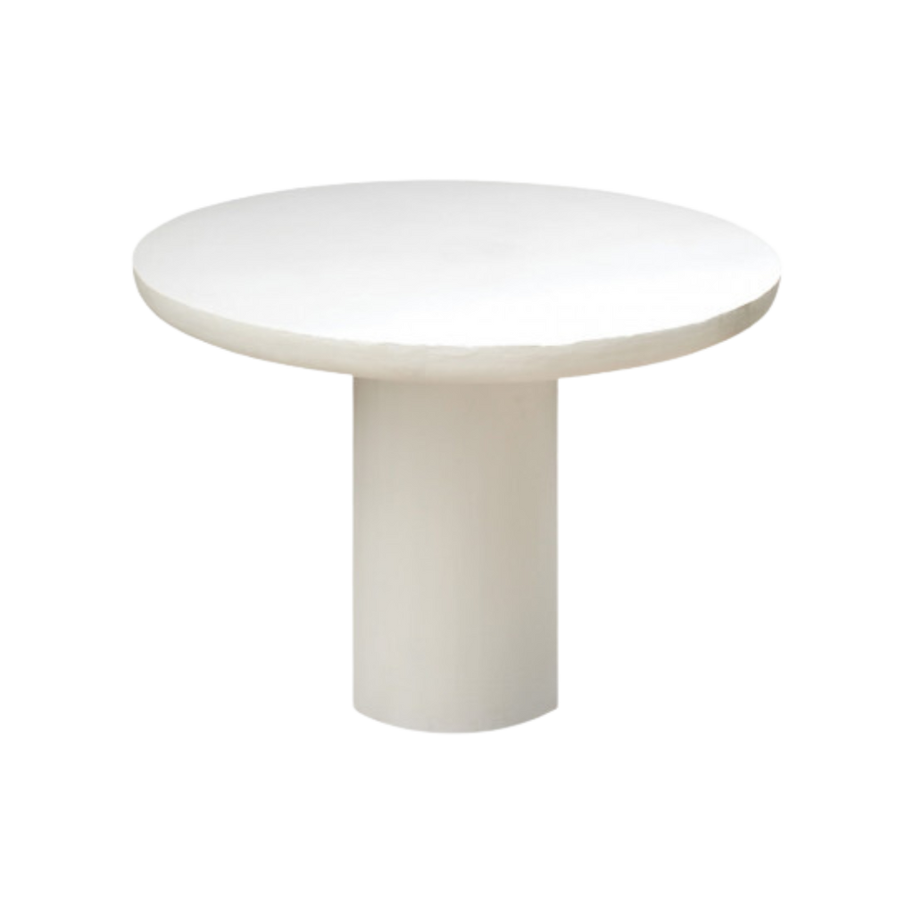 Beton Ciré Eettafel rond wit ⌀115 tegen een transparante achtergrond