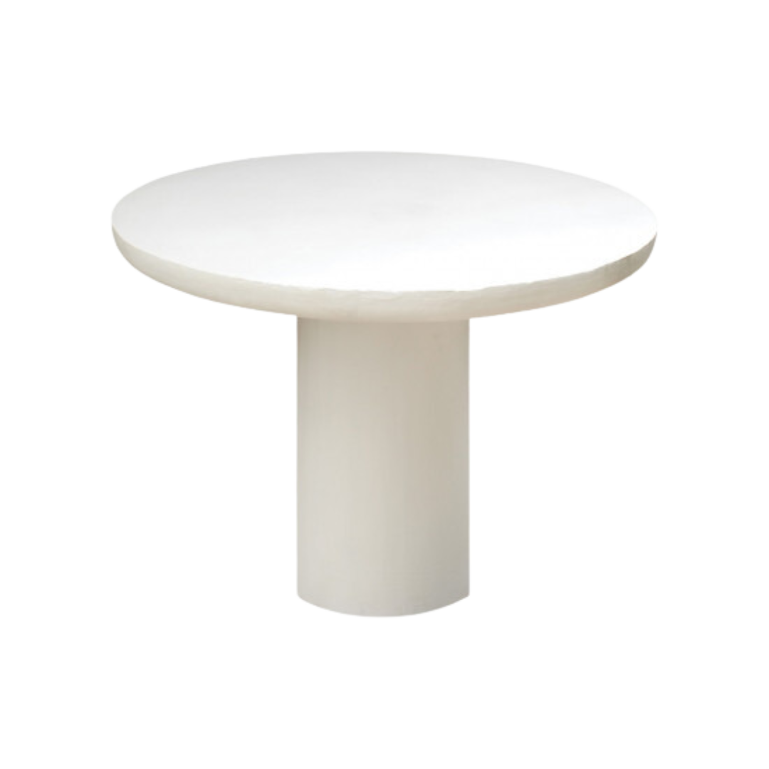 Beton Ciré Eettafel rond wit ⌀115 tegen een transparante achtergrond